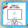 Top View of Rectangle Shape Birthday Photo Cake For Husband