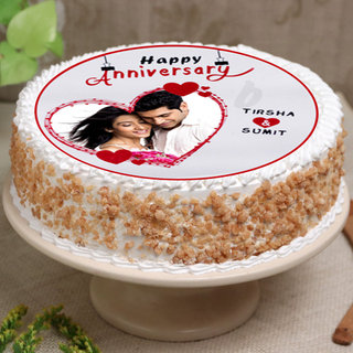 Round Shape Photo Cake For Marriage Anniversary