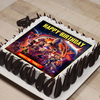 Avengers Poster Cake- Side View
