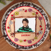 Top View of Floral Heart Round Shape Birthday Photo Cake