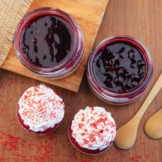 Blueberry Jar Cakes 200 ml with Red Velvet Cupcakes