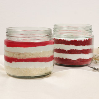Set of two Red Velvet Photo Jar Cake
