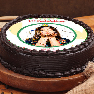 Side view of Congrats Photo Cake