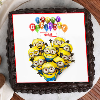 Top View of Minion Photo Cake For Kids Birthday