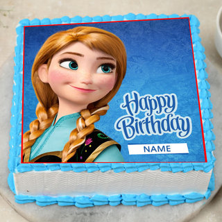 Top View of Princess Anna Photo Cake For Girls