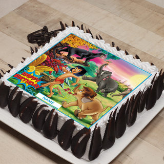 Side View of Jungle Book Birthday Photo Cake