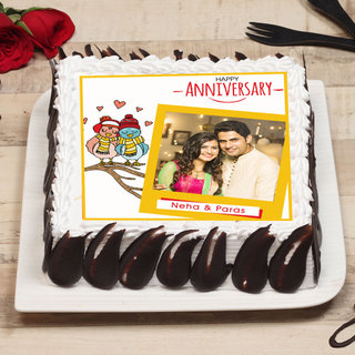 Love Birds photo cake for marriage anniversary