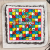 Top view of Snakes n Ladders Poster Cake