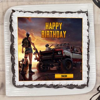 Top view of PUBG Poster Cake