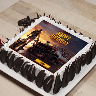 Side view of PUBG Poster Cake