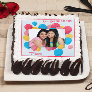 Send Swirling In The Air Congratulations Photo Cake