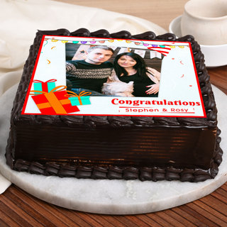 Side View of Wrapped In Love - Congratulations Photo Cake