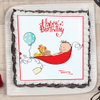 Top View of Square Shaped Cake for New Born Baby