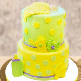 Two Tier Baby Shower Cake for Boy and Girl