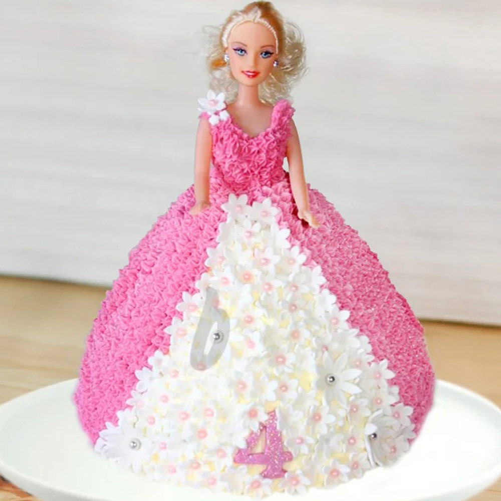 Buy White n Pink Barbie Cream Cake-Barbie Blush