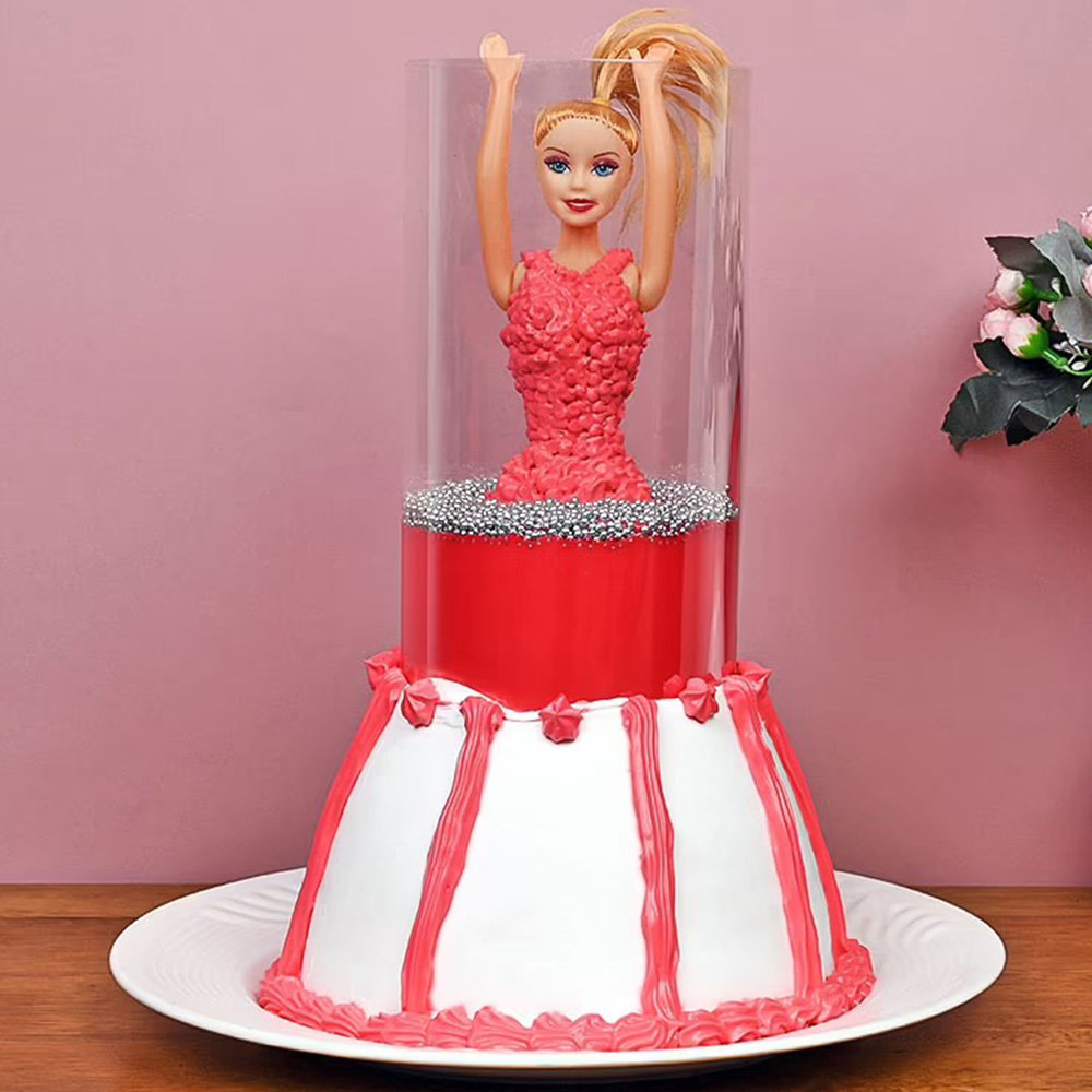 Buy Barbie Pull Me Up Vanilla Cake-Red Dress Barbie Cake