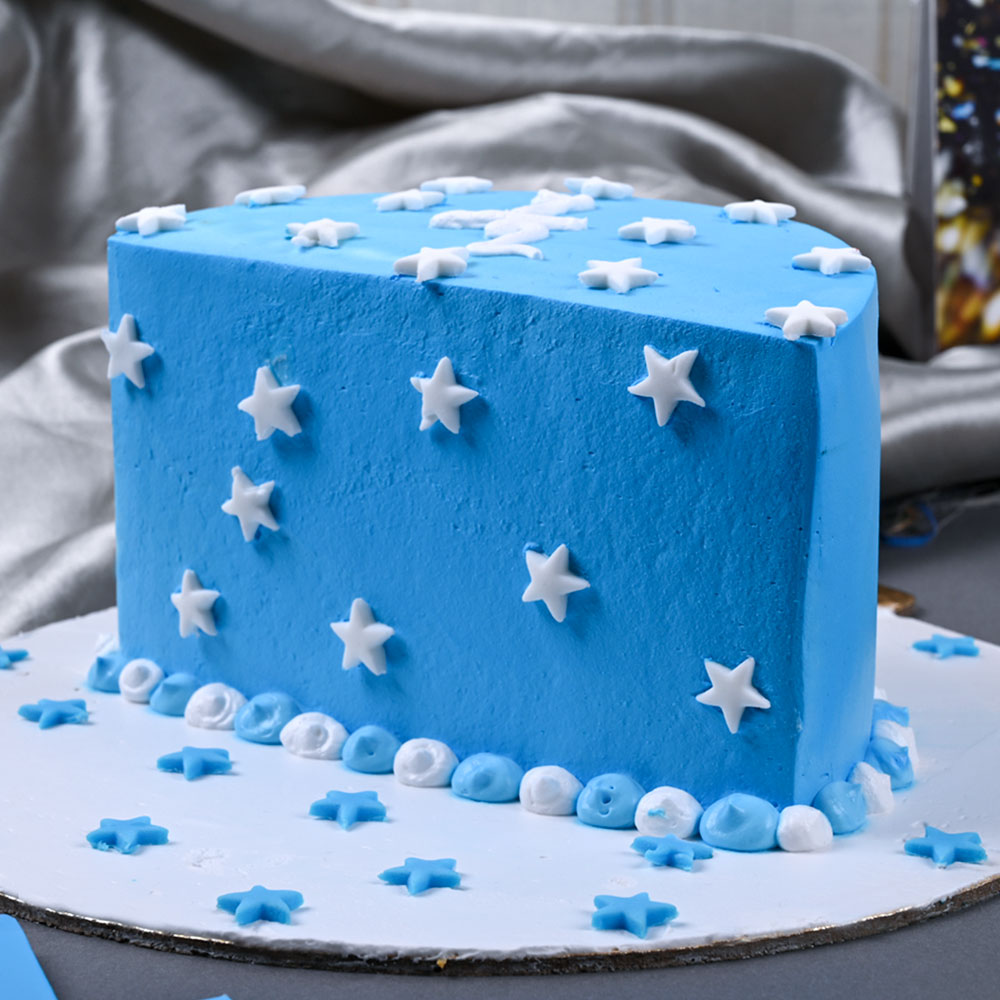 Buy Blue White Star Vanilla Half Cake-Bright Star Half Cake