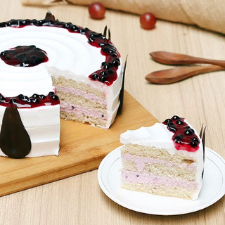 Sliced View of Round Shaped Blueberry Cake