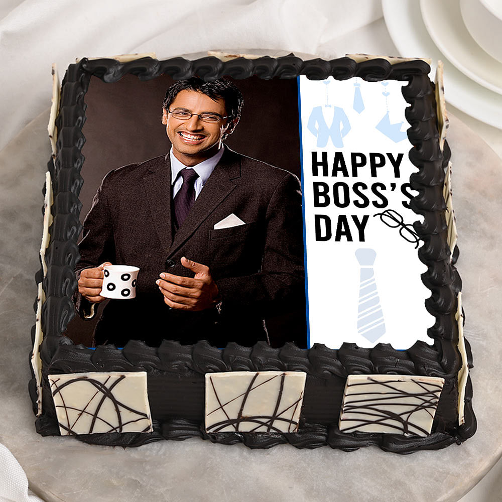 Chocolate Birthday Cake Image Edit With Boss Name