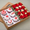Side View of Cupcakes with Roses Hampers