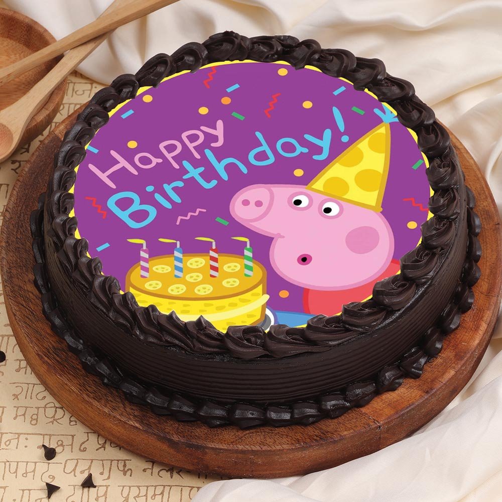 Buy Cartoon Themed Peppa Pig Chocolate Poster Cake-Edible Peppa ...