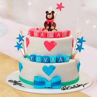 Multi flavored celestial celebration fondant cake