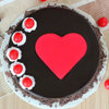 Top View of Black forest red heart cake