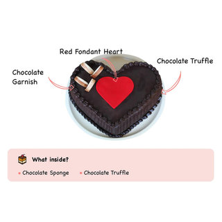 Heart Shaped Choco Truffle Cake with Ingredients