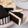 Sliced View of Choco Vanilla Cake-Half Chocolate Half Vanilla Cake