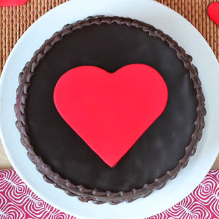 Top View of Choco truffle cake with a big heart