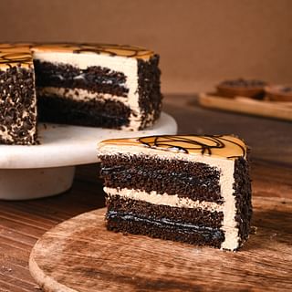 Sliced View of Round Chocolate N Coffee Cake