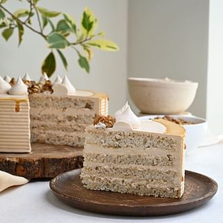 Sliced View of Coffee Walnut Cake