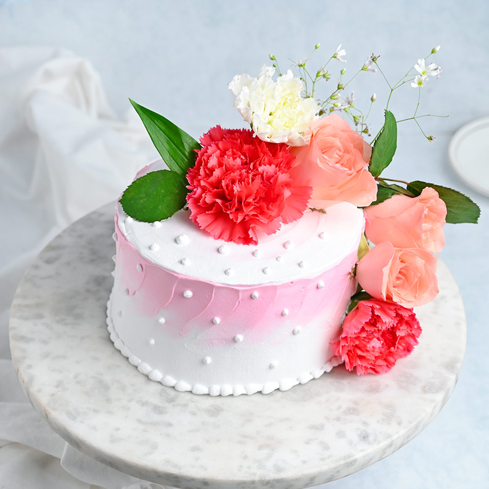 Buy Dainty Pineapple With Pink Roses-Rosey Pineapple Cake