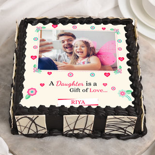 Daughters Day Square Shaped Photo Cake