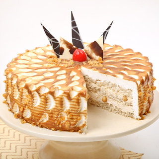 Slice view of Delicious Butterscotch Cake