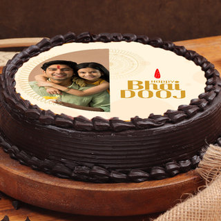 Side View of Happy Bhai Dooj Personalised Cake