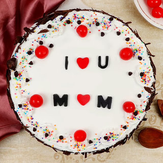 Top View of Delicious 'I Love Mom' Cake for Mothers Day
