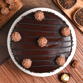 Top View of Ferrero Rocher Chocolate Cake
