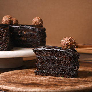 Sliced View of Ferrero Rocher Chocolate Cake