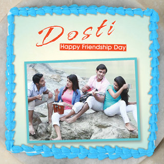 Top View of Friendship Day Photo Cake