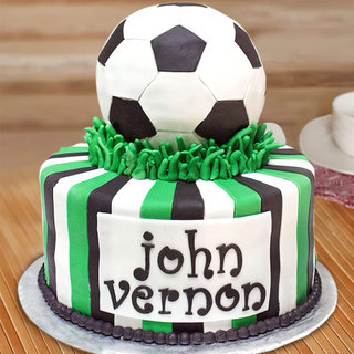 Multi flavored football fondant cake