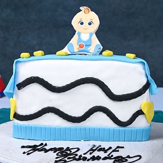 Half Chocolate Birthday Fondant Cake