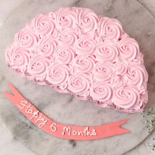 Half Rose Pink Floral Anniversary Cake