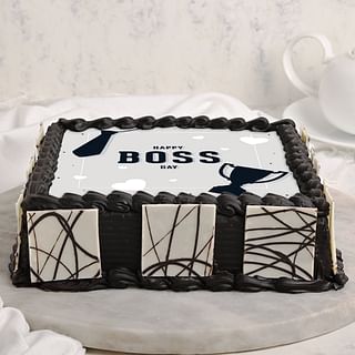 Side View of Boss Day Poster Cake