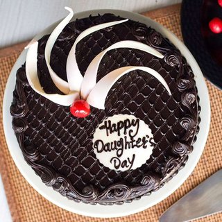 Top View of Happy Daughters Day Chocolate Cake