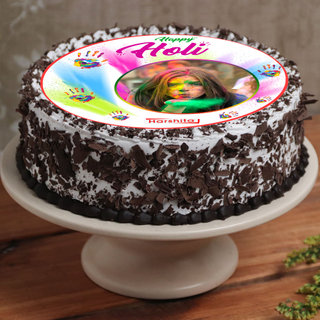 Top Side View of Happy Holi Photo Cake