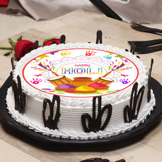 Side View of Poster Cake for Holi