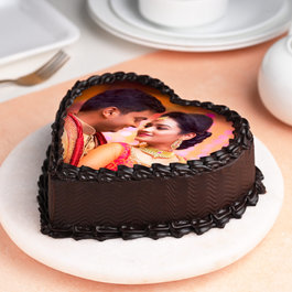 Heart Shaped Photo Cake for Couple