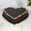Full View of Heart Shaped Choco Gems Cake