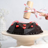 Side View of Heart Shaped Chocolate Pinata Cake For Valentines Day
